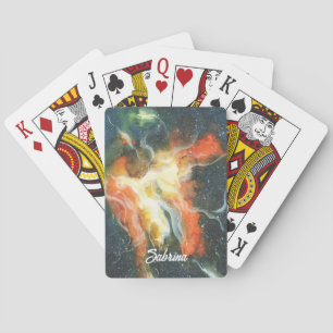 Celestial Galaxy Swirl Personalized Playing Cards