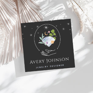 Celestial Gem Moon Jewellery Designer Square Business Card
