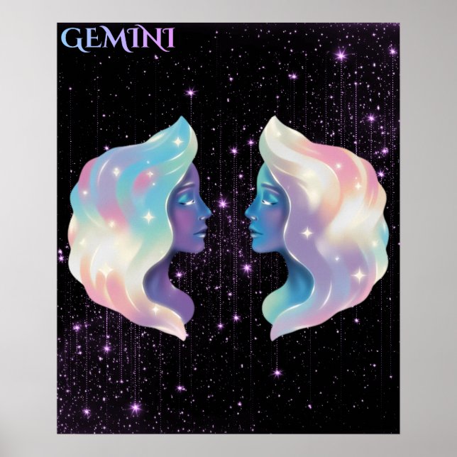 Celestial Gemini – Astrology Art Poster (Front)