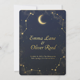 Celestial Gemini Wedding Invitation Elegant Double