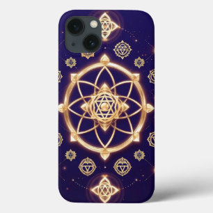 Celestial Geometry of Light — Sacred Pattern iPhone 13 Case