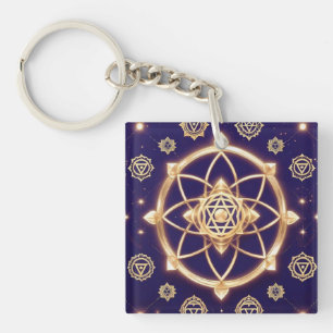 Celestial Geometry of Light — Sacred Pattern Keychain