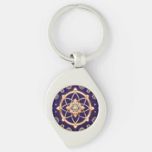 Celestial Geometry of Light — Sacred Pattern Keychain