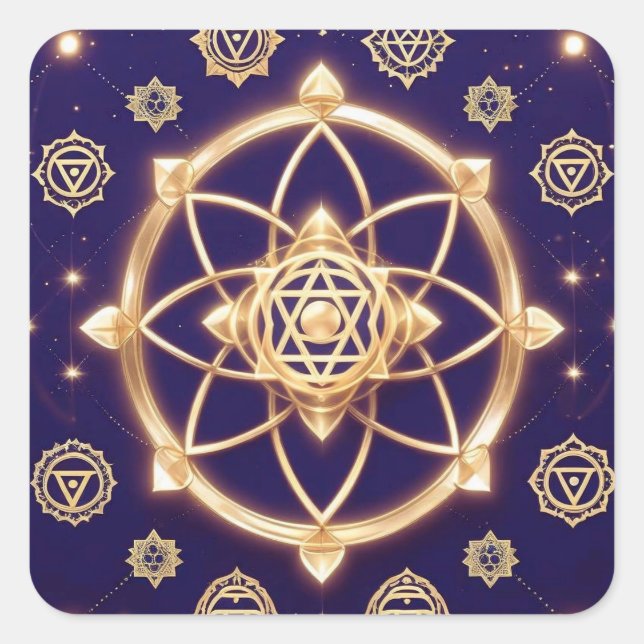 Celestial Geometry of Light — Sacred Pattern Square Sticker (Front)
