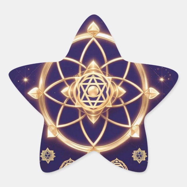 Celestial Geometry of Light — Sacred Pattern Star Sticker (Front)