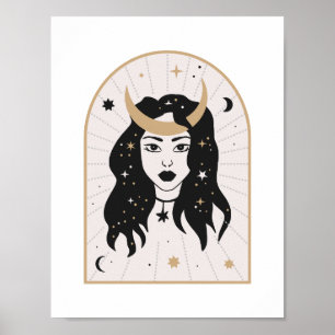 Celestial Goddess Crown Moon Magic Mystic Art Poster
