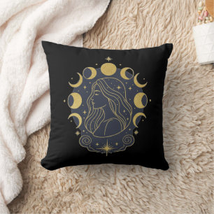 Celestial Goddess Moon & Stars Women’s T-Shirt Throw Pillow