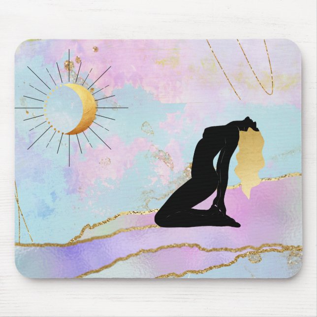 *~*  Celestial Goddess Rainbow Pastel Glitter AP22 Mouse Pad (Front)