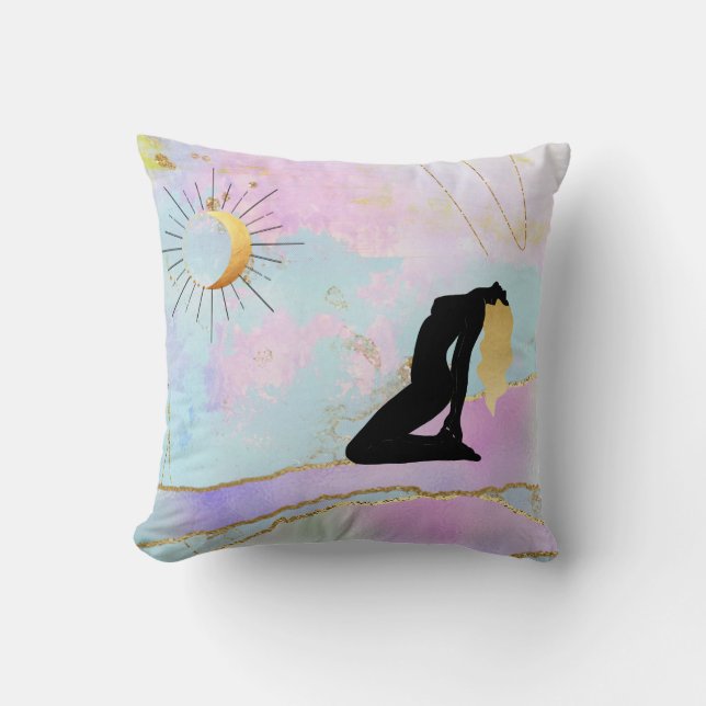 *~*  Celestial Goddess Rainbow Pastel Glitter AP22 Throw Pillow (Front)