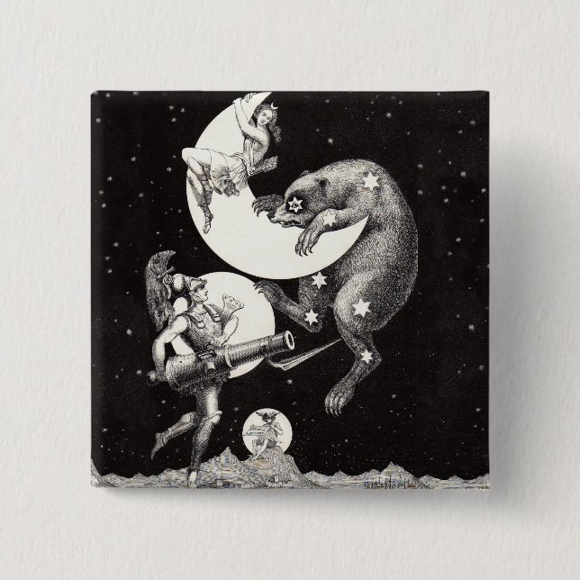 celestial gods and goddesses 2 inch square button (Front)