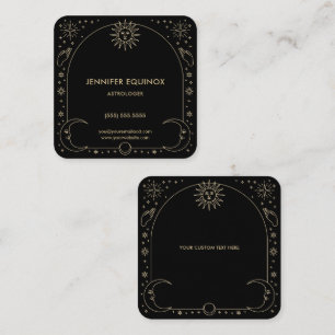Celestial Gold and Black Astrologer Square Business Card