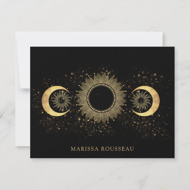 Celestial Gold Black Sun Moon  Card (Front)