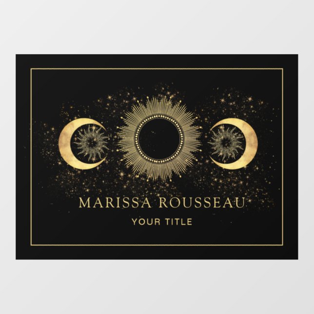 Celestial Gold Black Sun Moon Window Cling (Sheet)