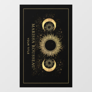 Celestial Gold Black Sun Moon Window Cling