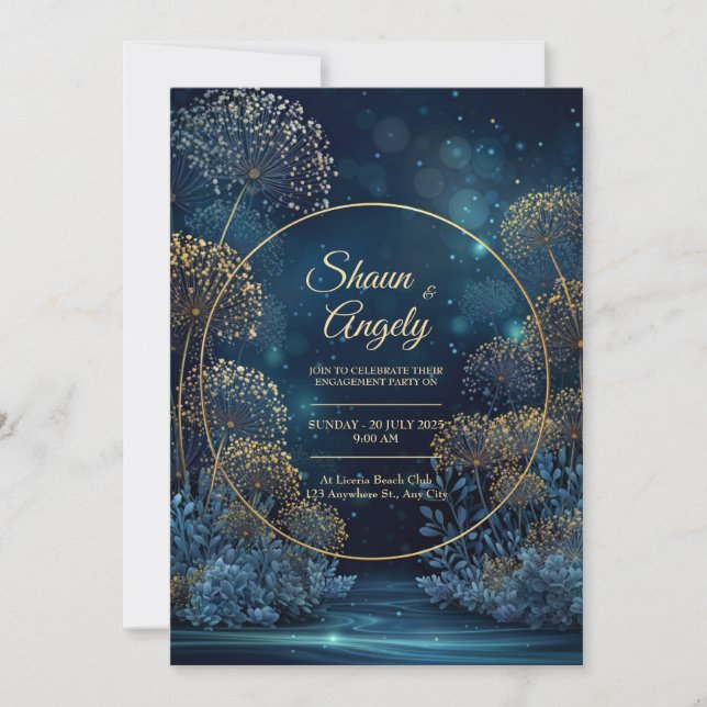 Celestial Gold Forest Circle Wedding Invitation (Front)