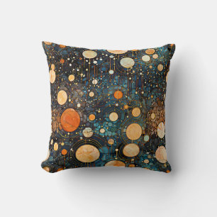 Celestial Gold Galaxy Throw Pillow