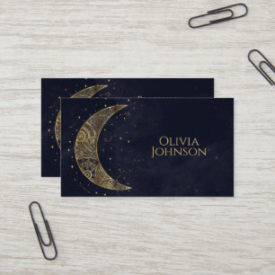 Celestial Gold Moon Aesthetic Business Card