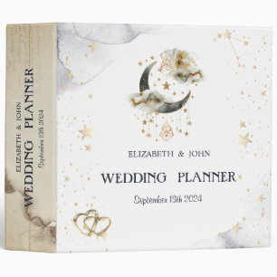 Celestial Gold Moon Stars Binder