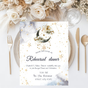 Celestial Gold Moon Stars Invitation