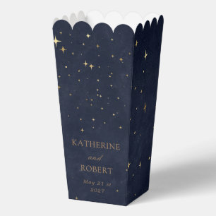 Celestial Gold Moon Stars Monogram Wedding Favor Box