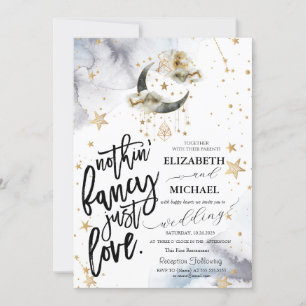 Celestial Gold Moon Stars Wedding Invitation
