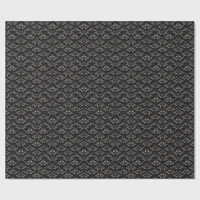 Celestial Gold Moths Wrapping Paper V2 (Flat)