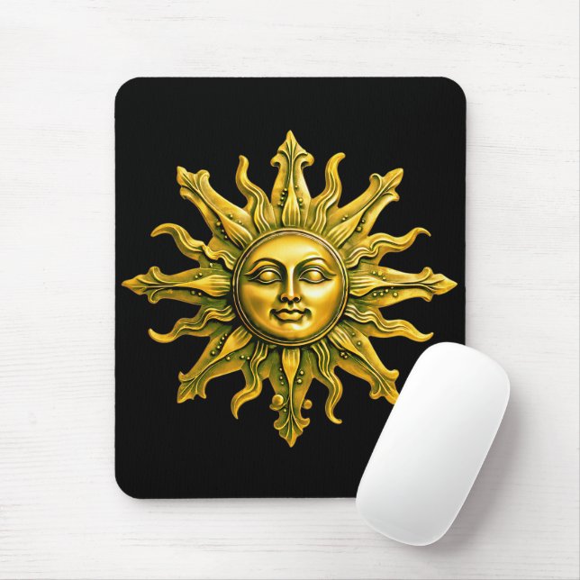 "Celestial Gold Radiance" The Sun Mouse Pad (With Mouse)