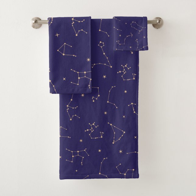 Celestial Gold Star Solareclipse Theme  Bath Towel Set (Insitu)