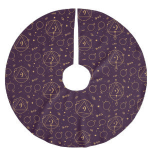Celestial Gold Star Solareclipse theme Brushed Polyester Tree Skirt