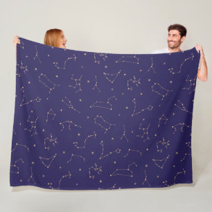 Celestial Gold Star Solareclipse Theme Fleece Blanket