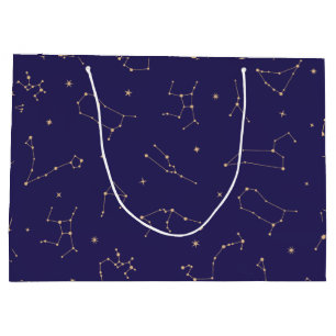 Celestial Gold Star Solareclipse Theme Large Gift Bag