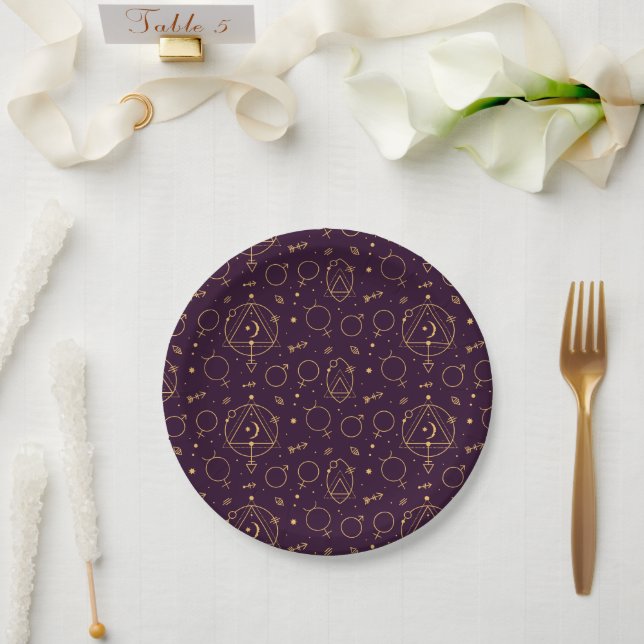 Celestial Gold Star Solareclipse theme Paper Plate (Wedding)