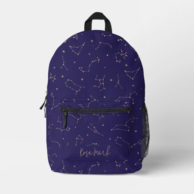 Celestial Gold Star Solareclipse Theme  Printed Backpack (Front)