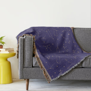 Celestial Gold Star Solareclipse Theme  Throw Blanket