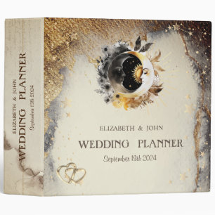 Celestial Gold Stars Moons Dark Binder