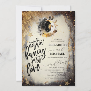 Celestial Gold Stars Moons Dark Invitation
