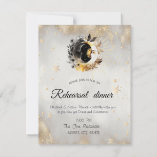 Celestial Gold Stars Moons Flowers Invitation