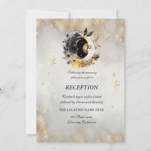 Celestial Gold Stars Moons Flowers Invitation