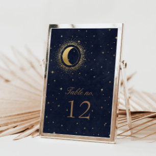 Celestial Gold Stars Wedding Table Number