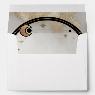 Celestial Gold Sun And Moon Galaxy Envelope