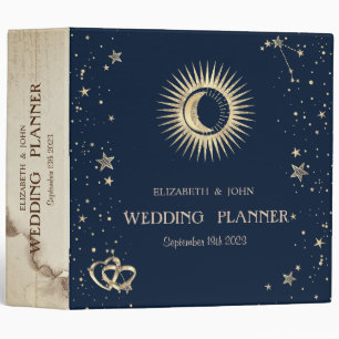 Celestial Gold Sun And Moon Stars Binder