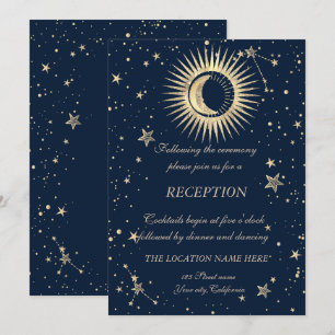 Celestial Gold Sun And Moon Stars Invitation