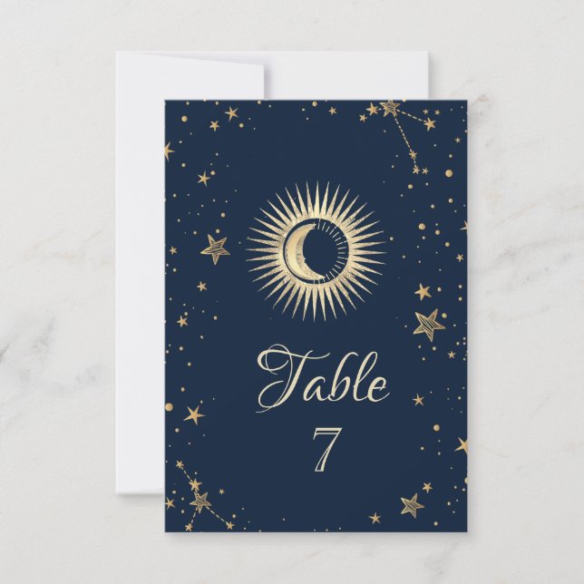 Celestial Gold Sun And Moon Stars Invitation (Front)