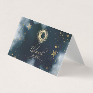Celestial Gold Sun And Moon Stars Night Sky Business Card