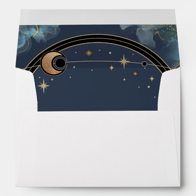 Celestial Gold Sun  Moon Gold Glitter Envelope (Back (Bottom))