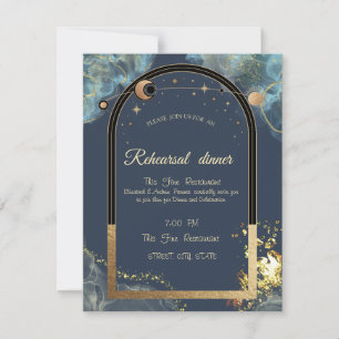 Celestial Gold Sun  Moon Gold Glitter Invitation