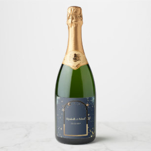 Celestial Gold Sun  Moon Gold Glitter Sparkling Wine Label