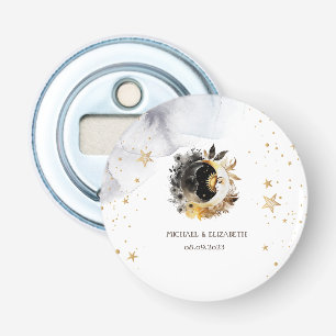 Celestial Gold Sun,Moon,Stars Flowers Bottle Opener