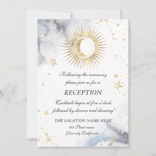 Celestial Gold Sun,Moon,Stars  Invitation