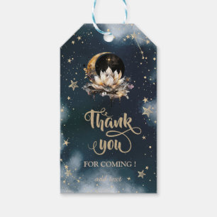 Celestial Gold Sun,Moon,Stars Lotus Night Sky  Gift Tags